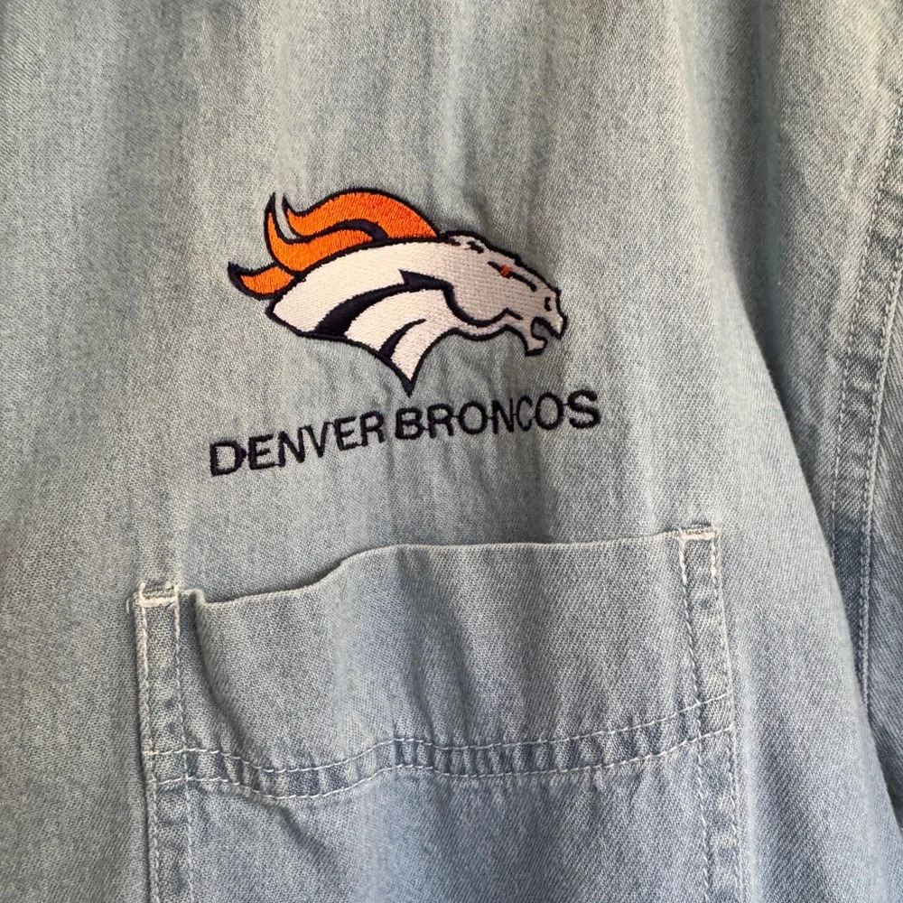 Vintage Denver Broncos Embroidered Denim Shirt (Size XL) - Picture 6 of 7